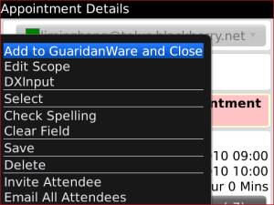 GuardianWare for blackberry app Screenshot