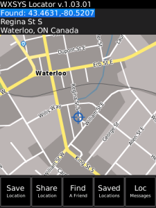 WXSYS Locator for blackberry app Screenshot