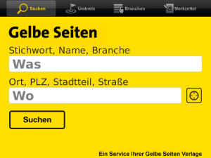 Gelbe Seiten App for blackberry app Screenshot