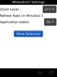 WhereAmI for blackberry app Screenshot