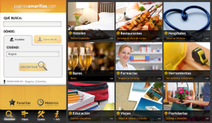 PaginasAmarillas for blackberry app Screenshot