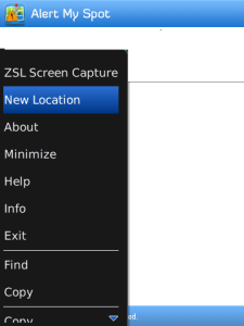 GPS Alert My Spot for blackberry app Screenshot