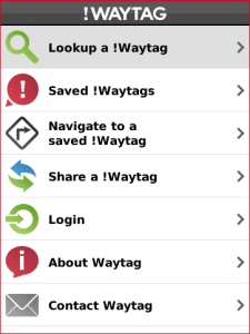 Waytag for blackberry app Screenshot