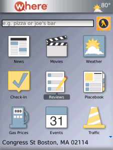 WHERE for blackberry app Screenshot