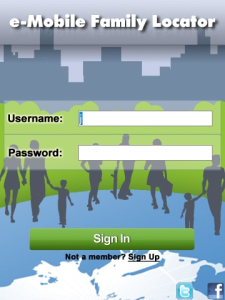 e-Mobile Family Locator for blackberry app Screenshot