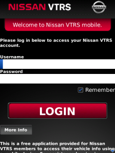 Nissan VTRS Locator for blackberry app Screenshot