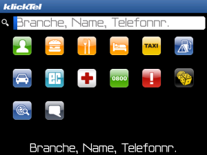 klickTel for blackberry app Screenshot