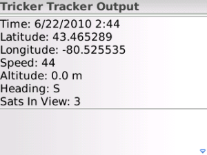 TrickerTracker for blackberry app Screenshot