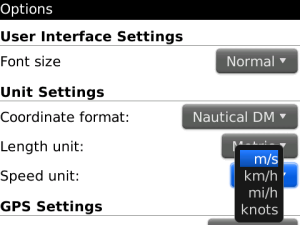 GPS Monitor for blackberry app Screenshot