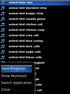 Ringtones Animals Ringing for blackberry
