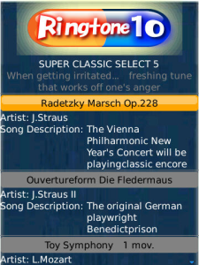 Ringtone10SUPER CLASSIC SELECT 5 for blackberry