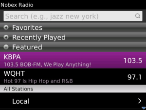 Nobex Radio for blackberry