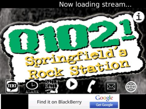 Q102 KQRA FM Springfields Rock Station for blackberry