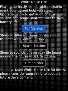 White Noise Lite for blackberry