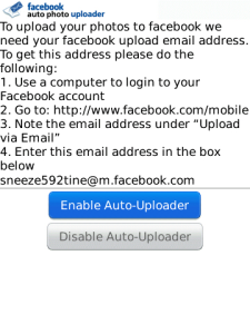 Auto Photo Uploader for Facebook for blackberry Screenshot