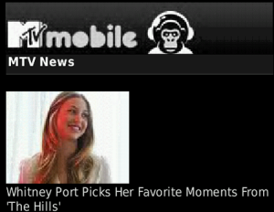 MTV Mobile Web Site for blackberry Screenshot