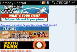 Comedy Central Mobile Web Site for blackberry Screenshot