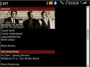 CMT Mobile Web Site for blackberry Screenshot