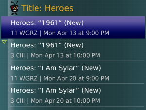 TiVoR DVR Scheduler for blackberry Screenshot