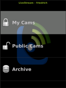 LiveStream for blackberry Screenshot
