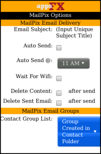 MailPix for blackberry Screenshot