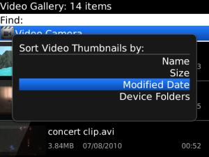 mVideo Gallery for blackberry Screenshot