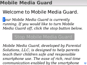 Mobile Media Guard for blackberry Screenshot