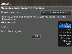 Terra TV Spanish for blackberry Screenshot