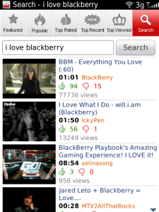 Mobile Player for YouTube for blackberry Screenshot