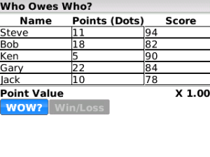 Golf WOW Who owes Who Points Calculator