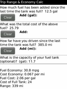 Trip Range and Economy Calculator