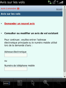 Air Canada for BlackBerry Storm