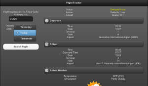 Flight Status Tracker International and domestic flight coverage tablet