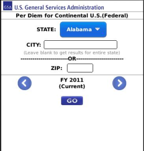 Per Diem for Continental U.S. Federal