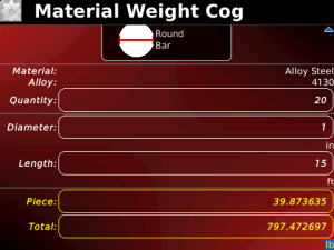 Material Weight Cog