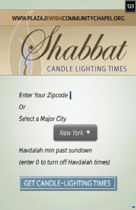 Shabbat Candle Lighting Times